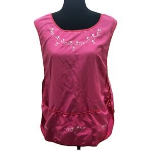 Vintage Tabard Side Tie Apron w/ Pockets Hot Pink Farmhouse Cottage Art